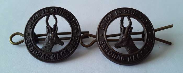 Pair Of WW2 South African Infantry Collar Badges. Lugs Intact.