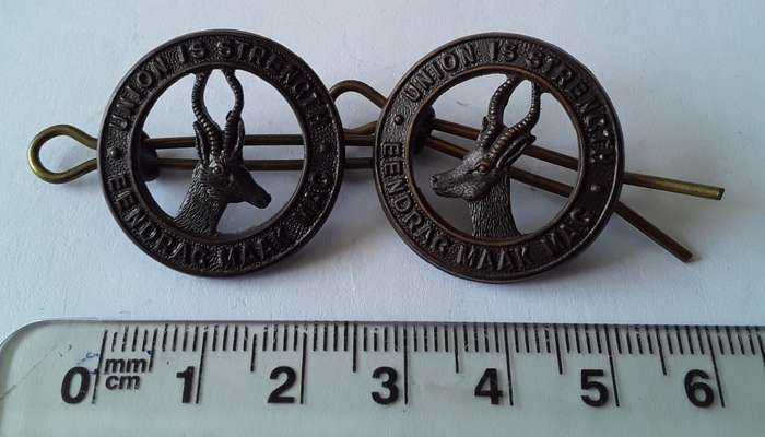 Pair Of WW2 South African Infantry Collar Badges. Lugs Intact.