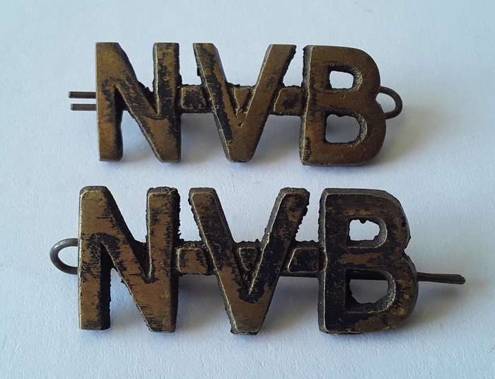 Pair SA WW2 National Volunteer Brigade Shoulder Titles. Lugs Intact.
