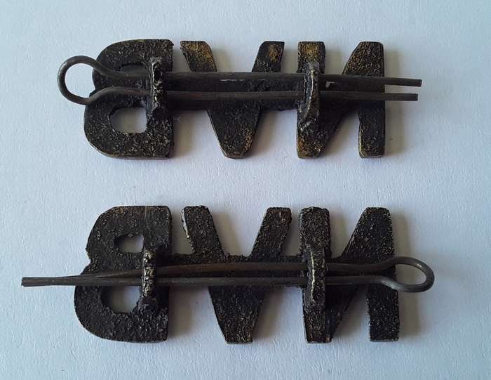 Pair SA WW2 National Volunteer Brigade Shoulder Titles. Lugs Intact.