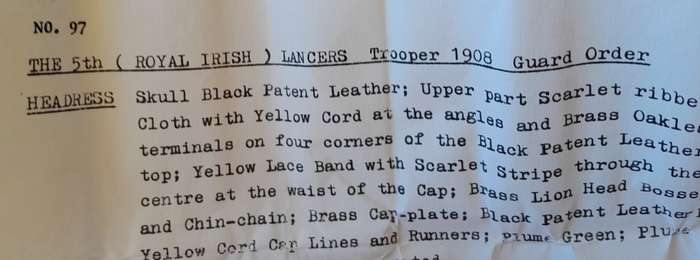 Vintage Stadden Collection Metal Model Kit. 5th (Royal Irish) Lancers Trooper, 1908 Guard Order.