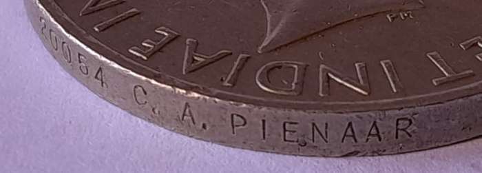 WW2 War Medal 1939-1945 To `20054 C.A. Pienaar`.