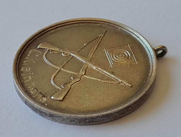 Solid Silver 1930 Shooting Fob Medal. Le Riche Beker. To C. Kleinhans.
