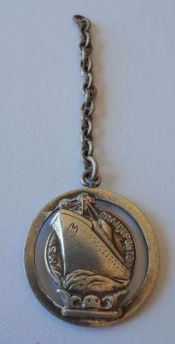 A Vintage Dutch Solid Silver `MS Oranjefontein` Fob Medal. WW2 Era (Please See Description).