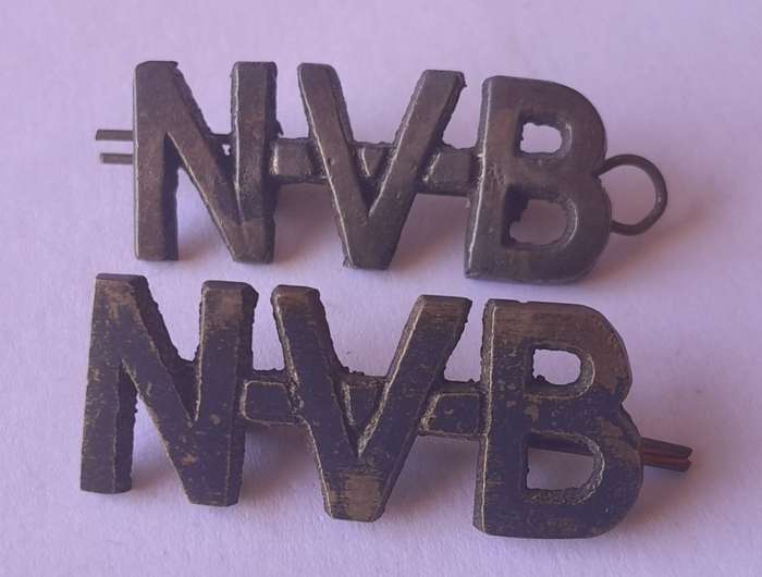 Pair SA WW2 National Volunteer Brigade Shoulder Titles.  Lugs Intact.