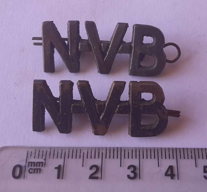 Pair SA WW2 National Volunteer Brigade Shoulder Titles.  Lugs Intact.