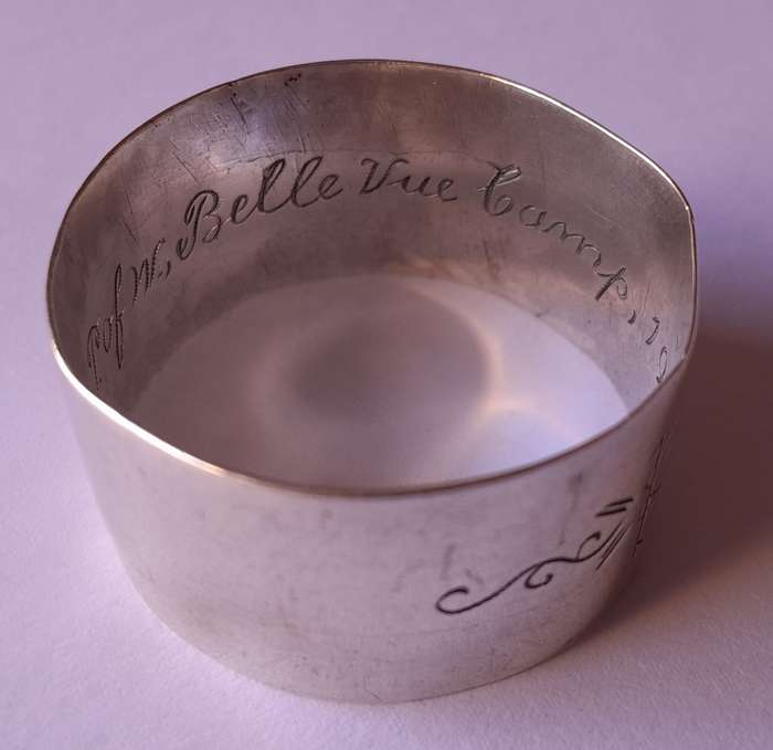 Boer War POW Silver Napkin Ring `Pieter, Bellevue Camp, 1902`.
