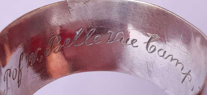 Boer War POW Silver Napkin Ring `Pieter, Bellevue Camp, 1902`.