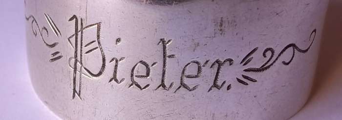 Boer War POW Silver Napkin Ring `Pieter, Bellevue Camp, 1902`.