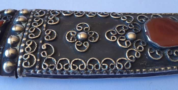 Antique Solid Silver Yemeni Ornate Dagger And Sheath.