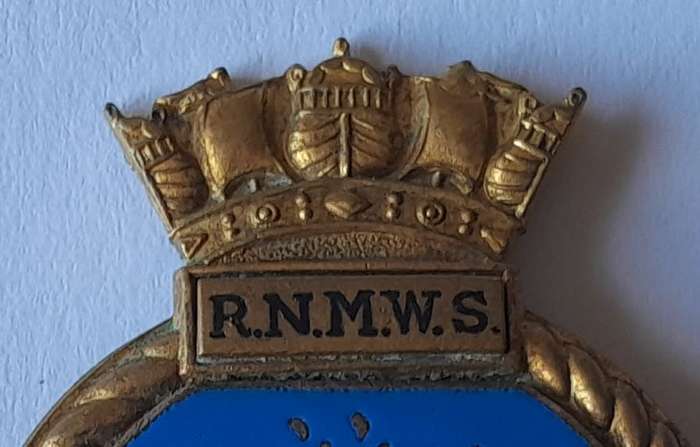 British Royal Navy Minewatching Service Cap Badge (1954-1962). Backplate And Lugs Intact.