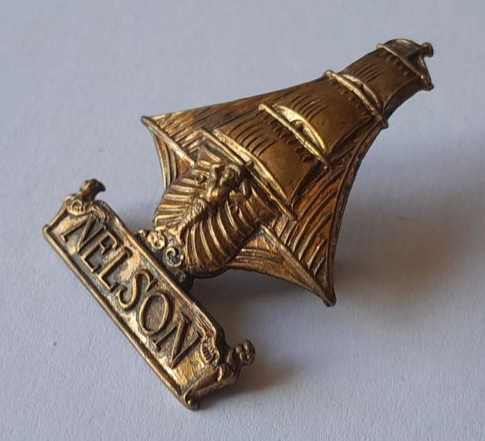 WW1 Nelson Battalion Royal Naval Division Cap Badge. All Brass. Lugs Intact.