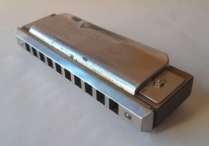 Vintage Swiss `Thorens` Chromatic Professional No. 10 Harmonica In Original Box.