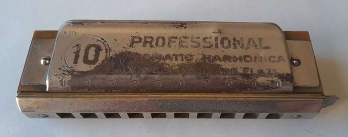 Vintage Swiss `Thorens` Chromatic Professional No. 10 Harmonica In Original Box.