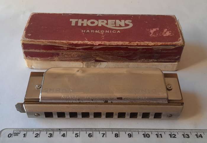 Vintage Swiss `Thorens` Chromatic Professional No. 10 Harmonica In Original Box.