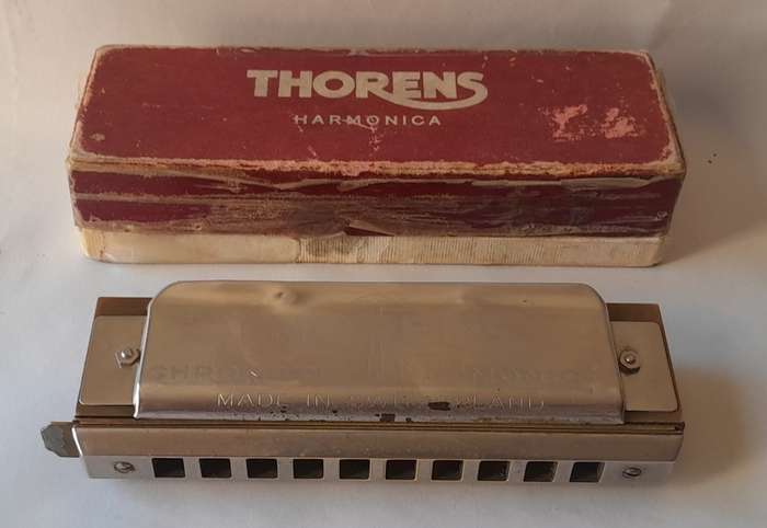 Vintage Swiss `Thorens` Chromatic Professional No. 10 Harmonica In Original Box.