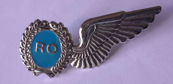 SA Air Force Radio Operator Metal Wing Badge. Pins Intact.