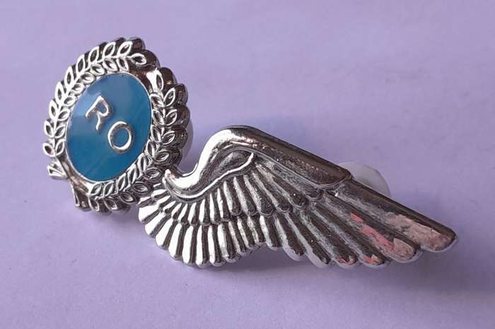 SA Air Force Radio Operator Metal Wing Badge. Pins Intact.