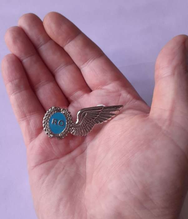 SA Air Force Radio Operator Metal Wing Badge. Pins Intact.