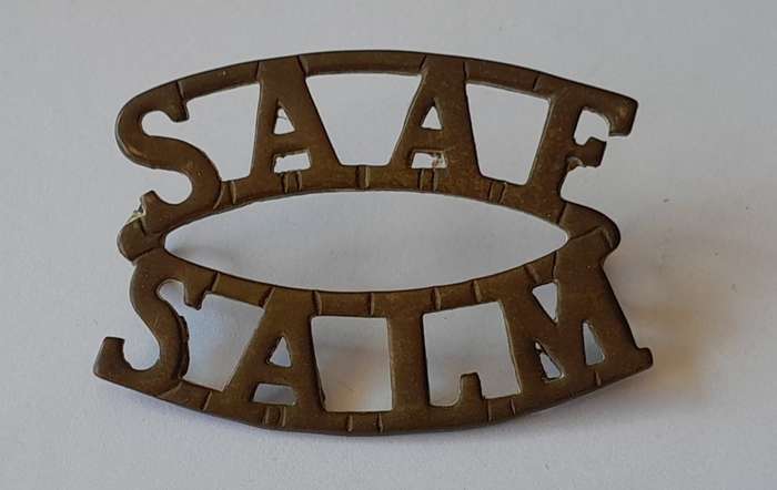 WW2 SA Air Force Brass Title. Lugs Intact.