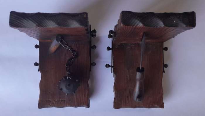 Vintage Medieval Weapons Wood And Metal Bookends..