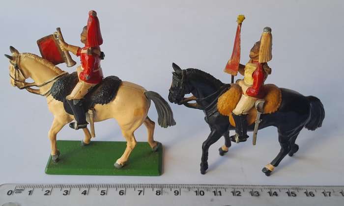 Pair `Britains` Cast Metal Mounted Soldiers. Circa 1988.