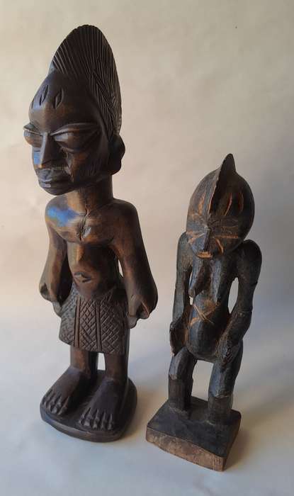 Pair Early Nigerian Yoruba Tribal Figurines.