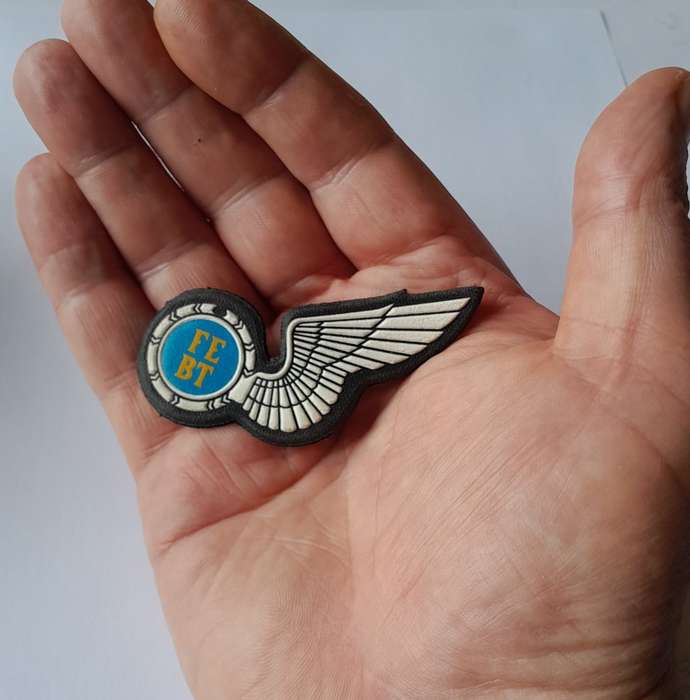 SA Air Force Flight Engineers Rubber Wing Badge.  Pins Intact.