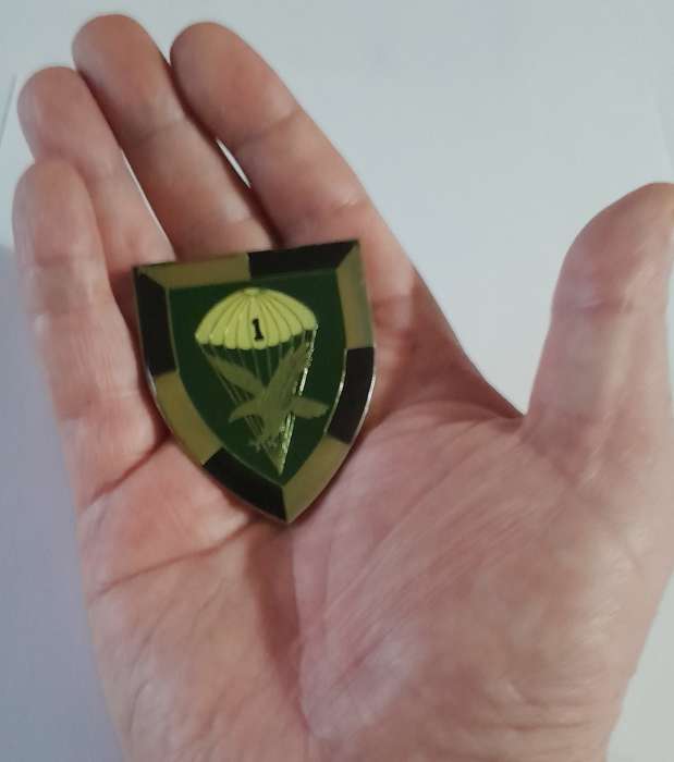 SADF 1 Parachute Battalion Shoulder Flash.  All Pins Intact.