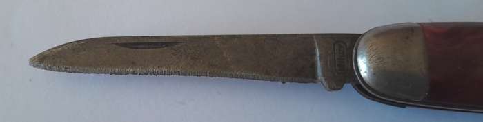 Vintage Czech "Mikov" Folding Knife with Marbled Handle.