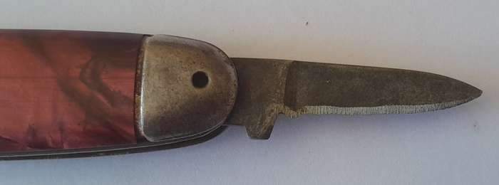 Vintage Czech "Mikov" Folding Knife with Marbled Handle.