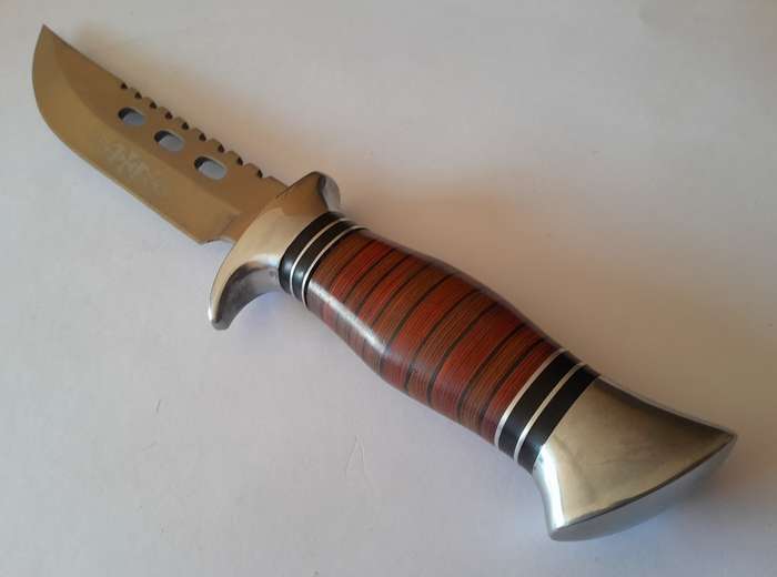 U.S.A. Saber Columbia 440C Tactical Knife with Belt Sheath.  30.5cm.