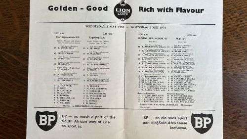 1974 Trials at Newlands Programme - details below