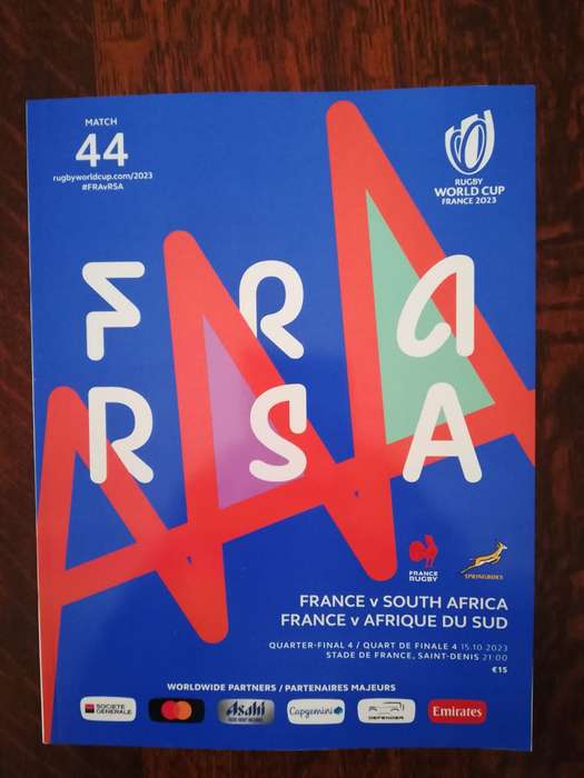 Just Got This In! - RWC 2023 - France vs South Africa Programme, details below