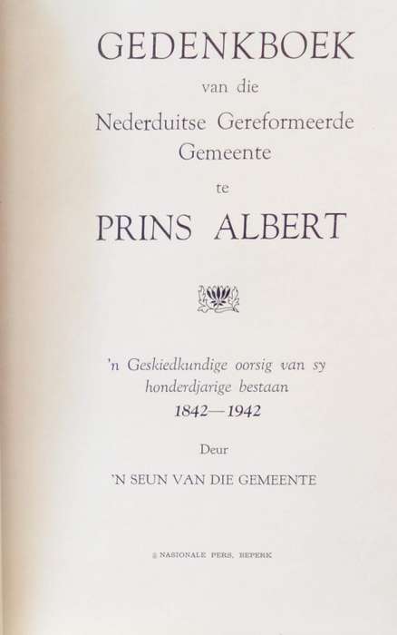 Eeufees van die gemeente Prins Albert 1842 tot 1942