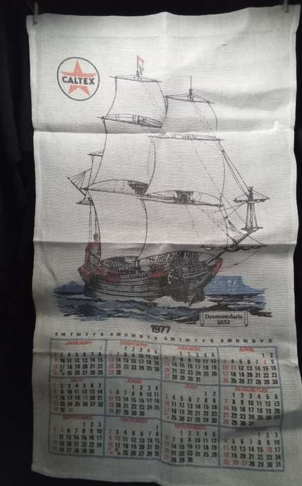Vintage dish cloth 1977 Caltex Calender