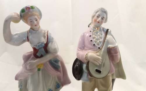 Charming Vintage porcelain couple with musical instruments