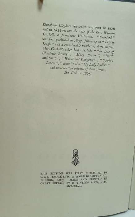 Cranford by Mrs Gaskell 1947 edition