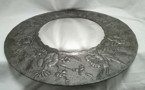 Stunning vintage domed mirror with handmade Pewter frame