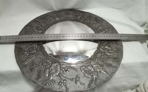 Stunning vintage domed mirror with handmade Pewter frame
