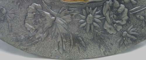 Stunning vintage domed mirror with handmade Pewter frame