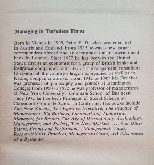 Managing in Turbulent Times / by Peter F. Drucker