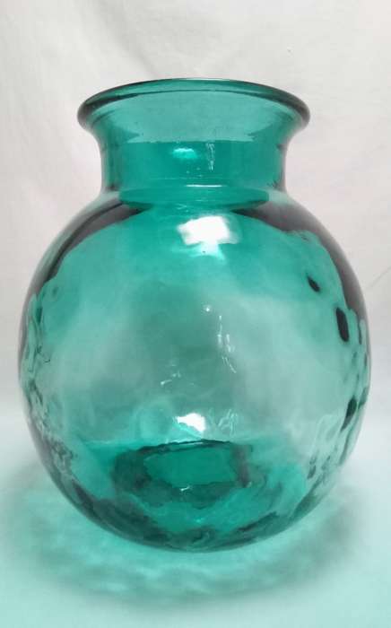 Gorgeous large turquoise recycled glass vase