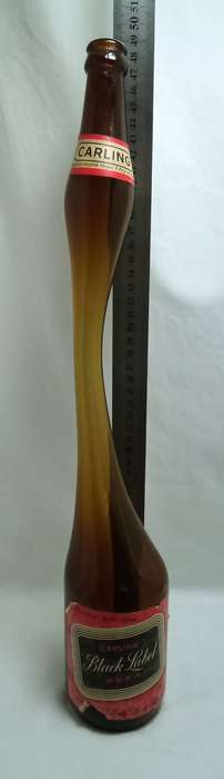 Most unusual vintage Black Label Stretched glass bottle
