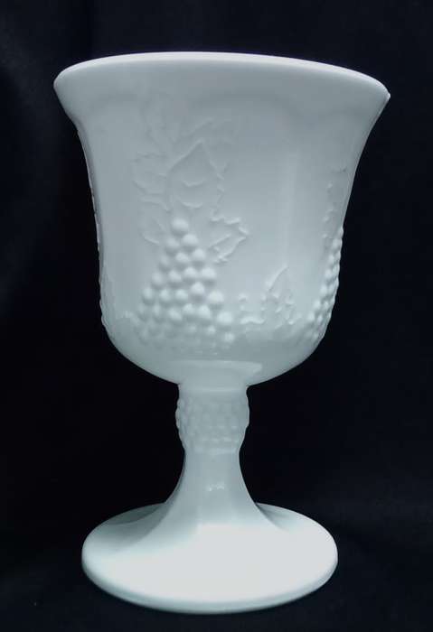 Colony harvest grape milk glass goblet