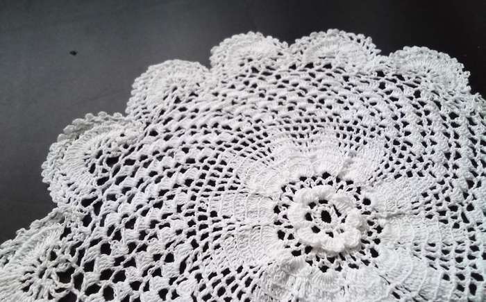 2 Beautiful Crocheted doilies - about 16cms across