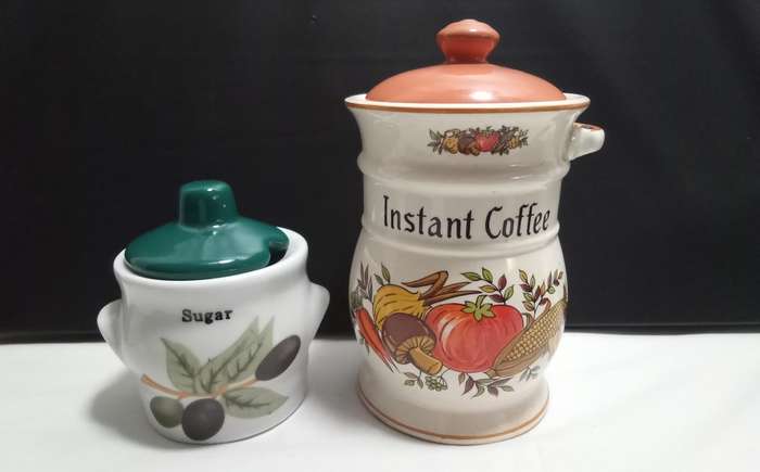 Two cute vintage ceramic canisters