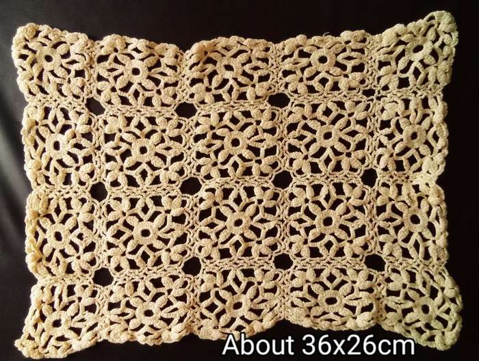 Lovely Vintage crocheted yellow tray cloth