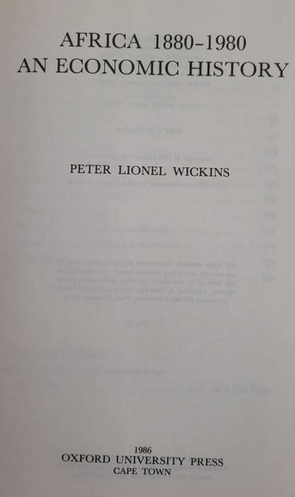 Africa 1880-1980: An Economic History - Wickins, Peter L.
