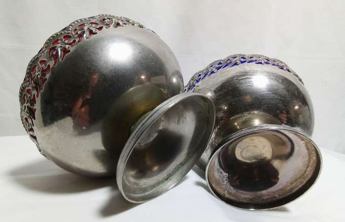 Two Vintage Silver Plate Bowls with Glass Liners